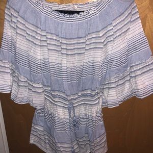 blue and white romper